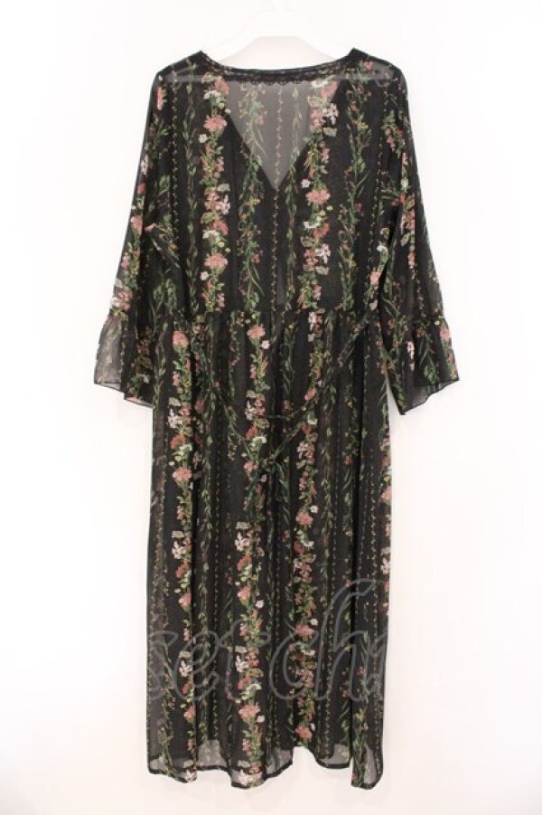 画像3: axes femme / 花柄シースルーロングカーディガン  クロ O-26-03-21-052-AX-TO-IG-OS (3)