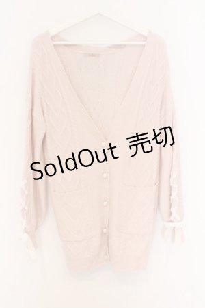 画像: Amavel / リボン付きロングニットカーディガン F ピンク O-26-03-21-1035-CA-TO-OW-OS
