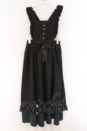 画像: Amavel / Dark Chember Maidロングエプロンジャンパースカート F クロ×グリーン O-26-03-21-1038-CA-SK-OW-OS