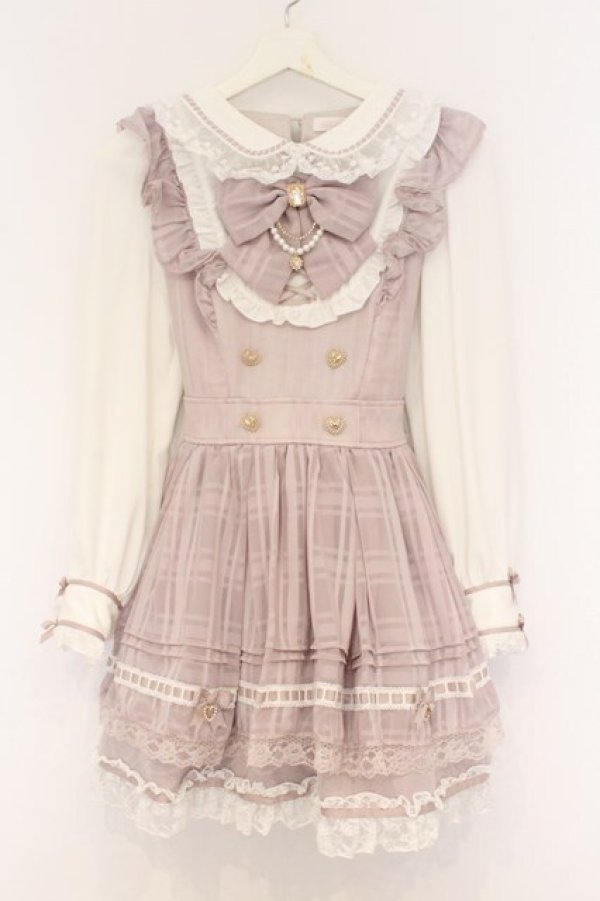 画像1: LIZ LISA / シアーチェックエプロンフリルワンピース 0 ピンク O-26-03-21-1041-LO-OP-OW-OS (1)