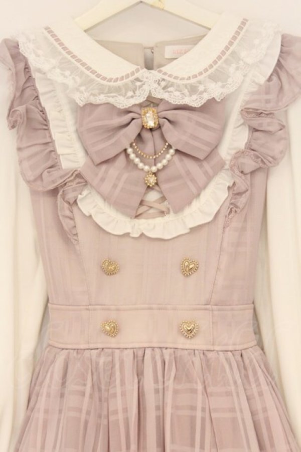 画像2: LIZ LISA / シアーチェックエプロンフリルワンピース 0 ピンク O-26-03-21-1041-LO-OP-OW-OS (2)