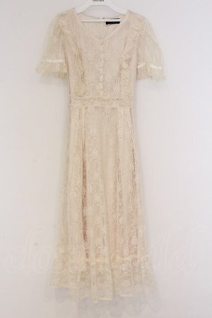 画像: evelyn / レース半袖ロングワンピース  アイボリー O-26-03-21-1045-LO-OP-OW-OS