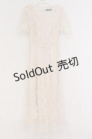 画像: evelyn / レース半袖ロングワンピース  アイボリー O-26-03-21-1045-LO-OP-OW-OS