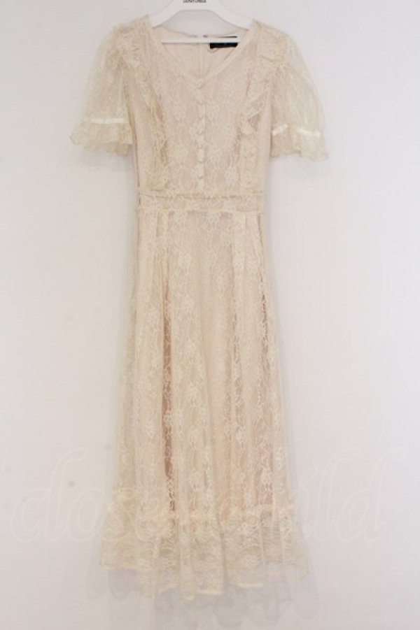 画像1: evelyn / レース半袖ロングワンピース  アイボリー O-26-03-21-1045-LO-OP-OW-OS (1)