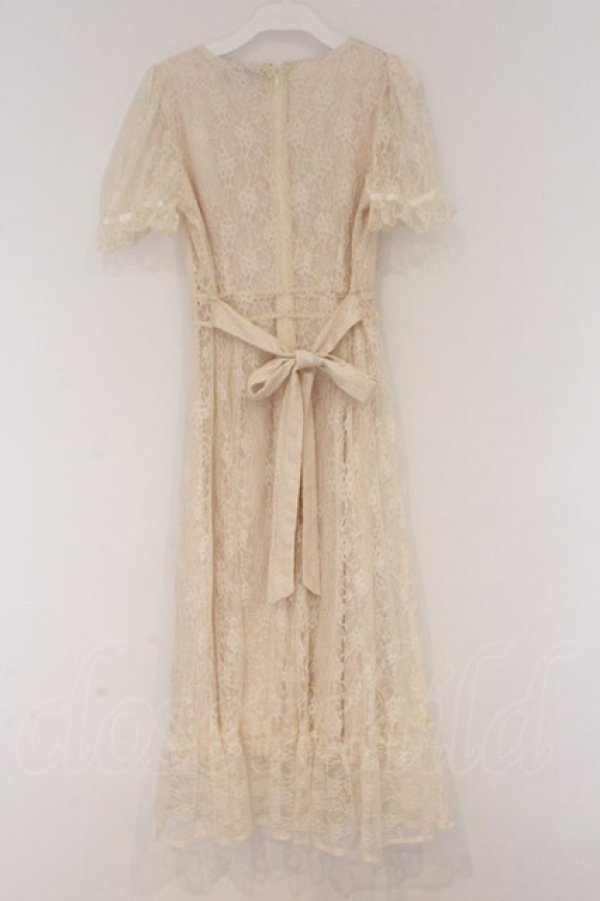 画像3: evelyn / レース半袖ロングワンピース  アイボリー O-26-03-21-1045-LO-OP-OW-OS (3)
