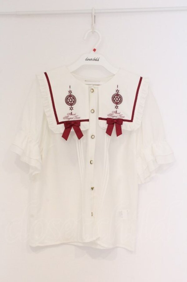 画像1: Amavel / Magical Tarotフリルブラウス F シロ×ピンク O-26-03-21-1049-CA-BL-OW-OS (1)