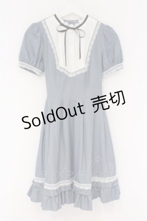 画像: Secret Honey / ヨークバイカラーフリル半袖ワンピース 2 ブルー O-26-03-21-1052-CA-OP-OW-OS