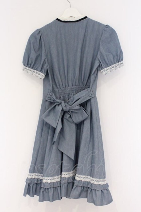 画像3: Secret Honey / ヨークバイカラーフリル半袖ワンピース 2 ブルー O-26-03-21-1052-CA-OP-OW-OS (3)