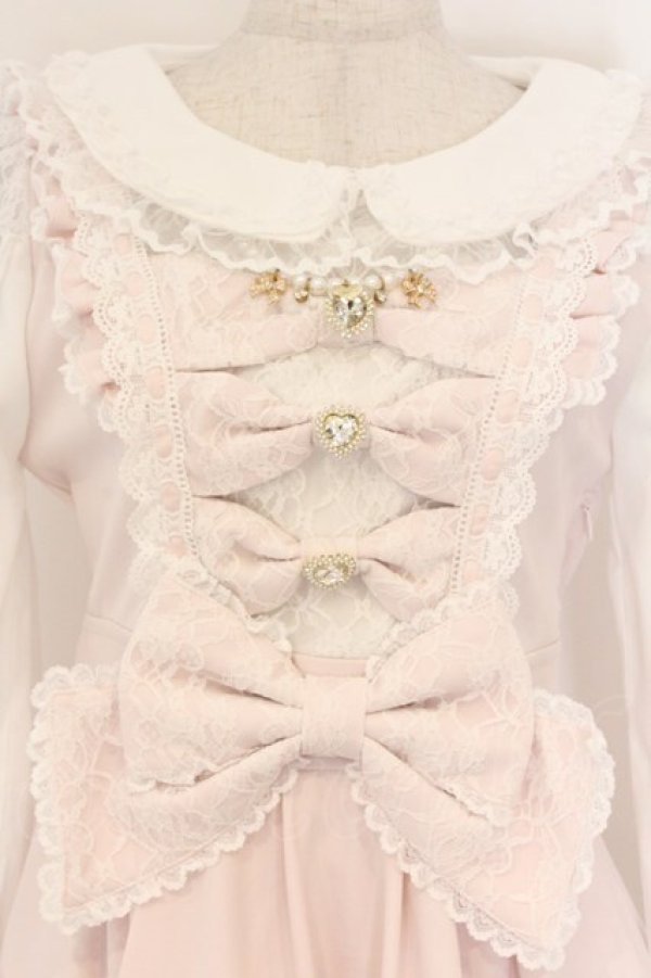 画像2: LIZ LISA / トリプルリボンフリルセットアップ 0 ピンク O-26-03-21-1005-LO-OP-OW-OS (2)