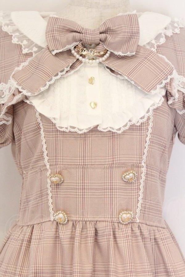 画像2: LIZ LISA / チェックリボンケープワンピース 0 ピンク O-26-03-21-1007-LO-OP-OW-OS (2)