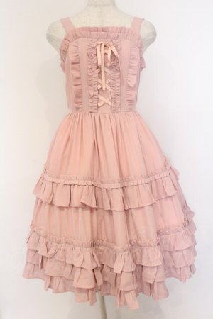 画像: Chalmiere / レースアップフリルジャンスカ  ピンク O-26-03-21-1011-0-OP-IG-OS