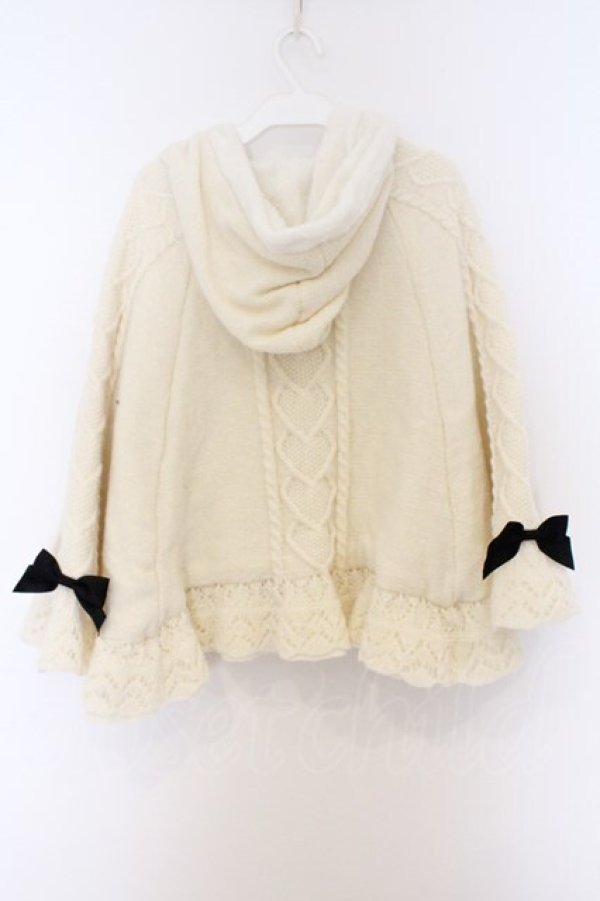 画像3: axes femme POETIQUE / ハート編柄裏ボアニットケープ M オフシロ O-26-03-21-1017-AX-CO-IG-OS (3)