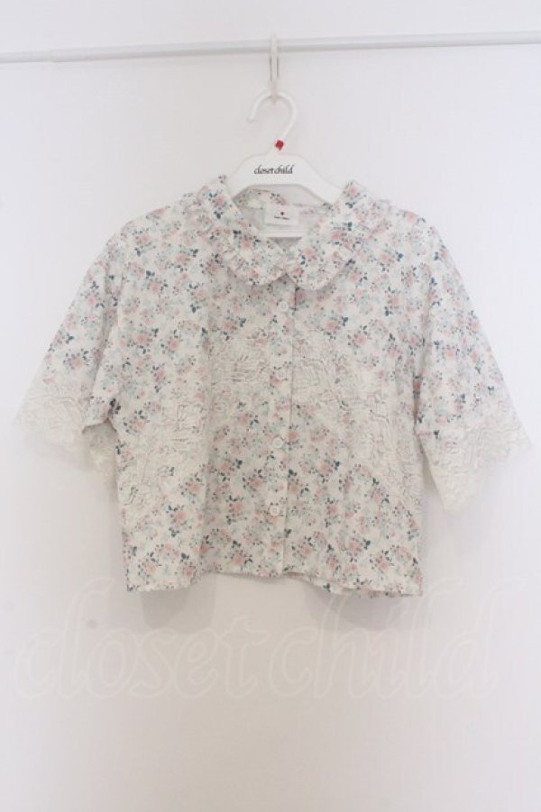 画像1: merry jenny / flowerレースブラウス  アイボリー O-26-03-21-1022-LO-BL-IG-OS (1)