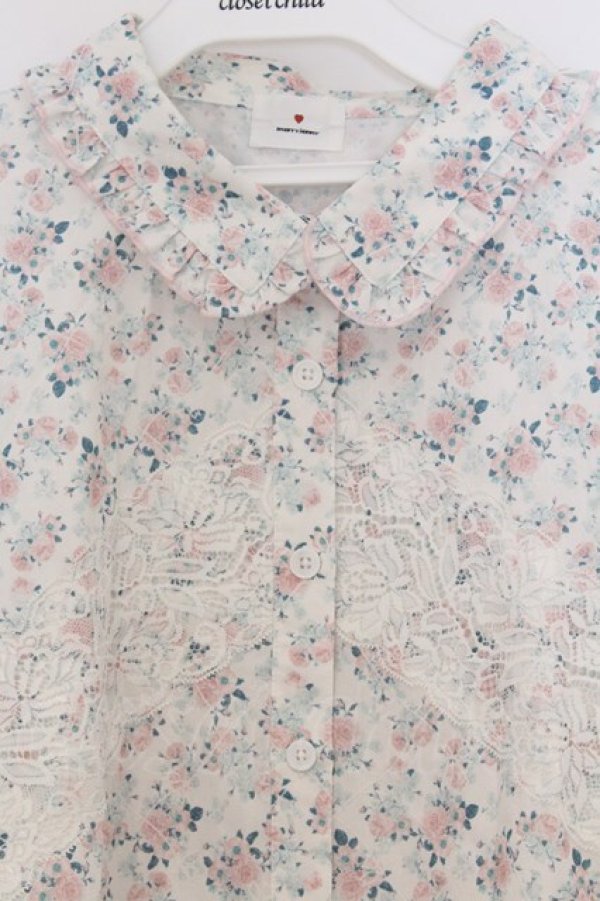 画像2: merry jenny / flowerレースブラウス  アイボリー O-26-03-21-1022-LO-BL-IG-OS (2)