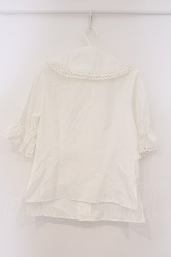 画像4: Moi-meme-Moitie / スカラップコットンレースパフ袖ブラウス 9号 ホワイト O-26-03-21-059-MO-BL-OW-OS (4)