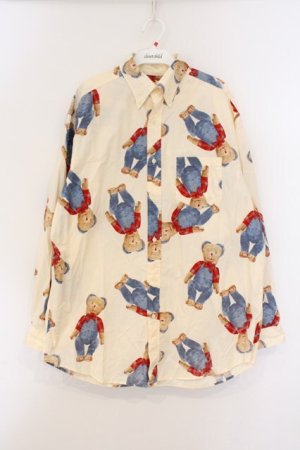 画像: MEN'S KANEKO ISAO / テディ柄シャツ  アイボリー O-26-03-21-061-LO-BL-IG-OS