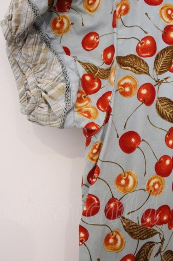 画像3: PINK HOUSE / チェリー半袖ワンピース  ブルー O-26-03-21-006-LO-OP-OW-OS (3)