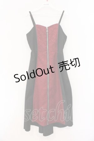 画像: axes femme POETIQUE / ジャガード切り替えワンピース M アカ×クロ O-26-03-21-064-AX-OP-IG-OS