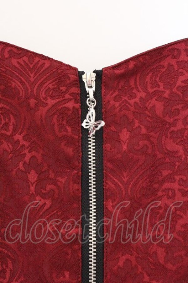 画像2: axes femme POETIQUE / ジャガード切り替えワンピース M アカ×クロ O-26-03-21-064-AX-OP-IG-OS (2)