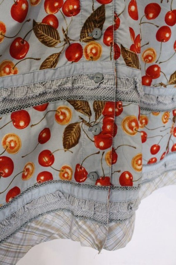 画像4: PINK HOUSE / チェリー半袖ワンピース  ブルー O-26-03-21-006-LO-OP-OW-OS (4)