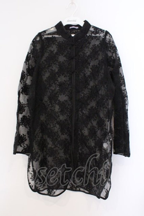 画像1: axes femme kawaii / シースルーチャイナブラウス M クロ O-26-03-21-067-AX-BL-IG-OS (1)