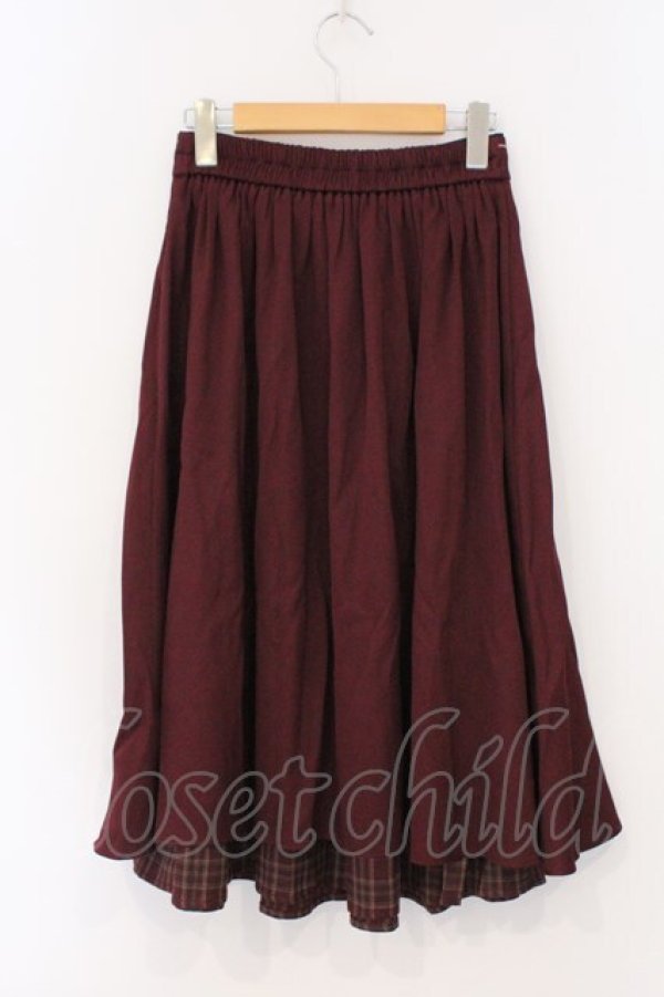 画像3: axes femme / 裾切替タックスカート F ワイン O-26-03-21-068-AX-SK-IG-OS (3)