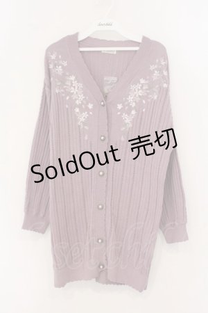 画像: axes femme / 桜刺繍ロングニットカーデ M ピンク O-26-03-21-069-AX-TO-IG-OS