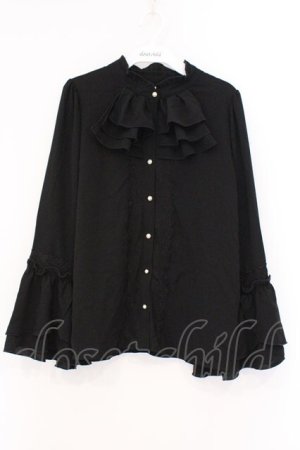 画像: axes femme / ジャボ風フリルブラウス  クロ O-26-03-21-070-AX-BL-IG-OS
