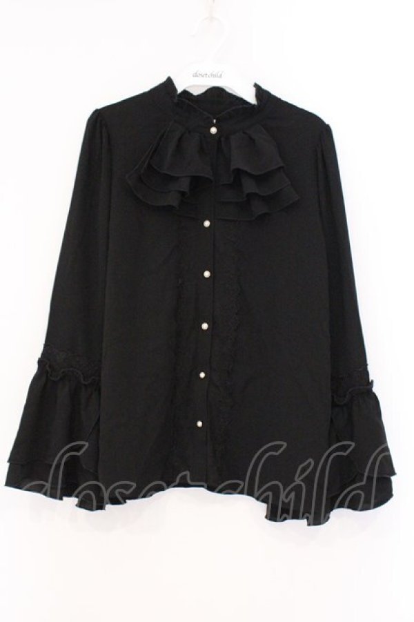 画像1: axes femme / ジャボ風フリルブラウス  クロ O-26-03-21-070-AX-BL-IG-OS (1)