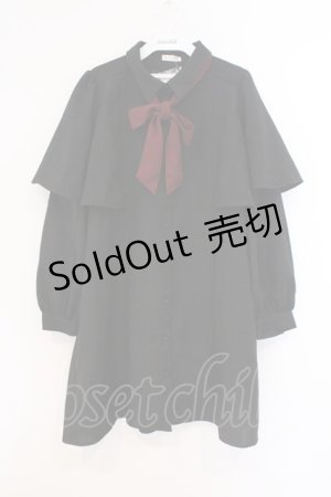 画像: axes femme / ケープデザインワンピース  クロ×ワイン O-26-03-21-072-AX-OP-IG-OS