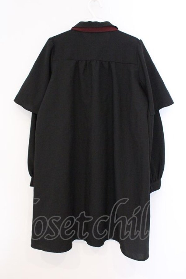 画像3: axes femme / ケープデザインワンピース  クロ×ワイン O-26-03-21-072-AX-OP-IG-OS (3)