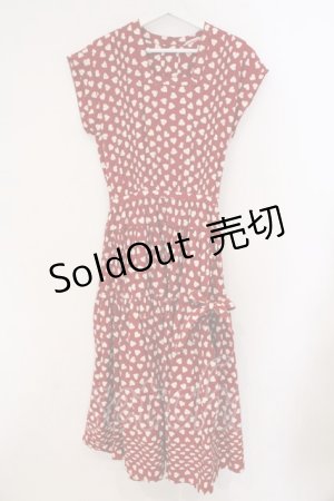 画像: WONDERFUL WORLD / ハート柄ノースリーブワンピース  アカ O-26-03-21-007-LO-OP-IG-OS
