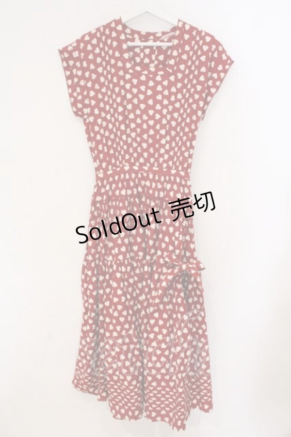 画像1: WONDERFUL WORLD / ハート柄ノースリーブワンピース  アカ O-26-03-21-007-LO-OP-IG-OS (1)