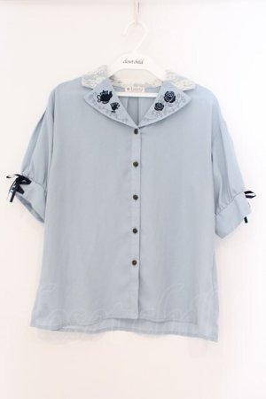 画像: axes femme / 【美女と野獣】刺繍ブラウス  サックス O-26-03-21-075-AX-BL-IG-OS