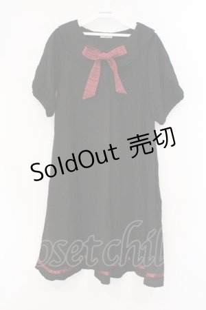 画像: axes femme / リボン付セーラーワンピース  クロ×アカ O-26-03-21-077-AX-OP-IG-OS