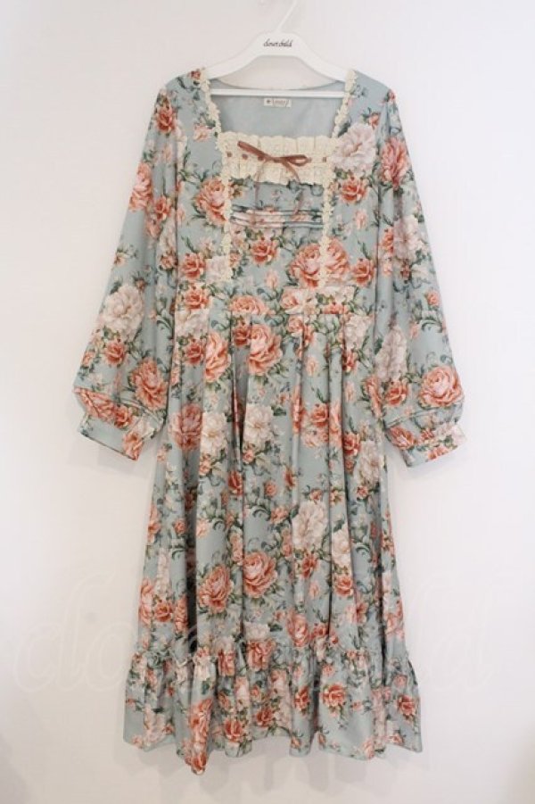 画像1: axes femme / ブルームフラワー柄ワンピース F ミント O-26-03-21-083-AX-OP-IG-OS (1)