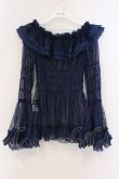 画像1: ATELIER PIERROT / Shirring Princess Sleeve Blouse-Lace-  ネイビー O-26-03-21-086-EL-BL-IG-OS (1)