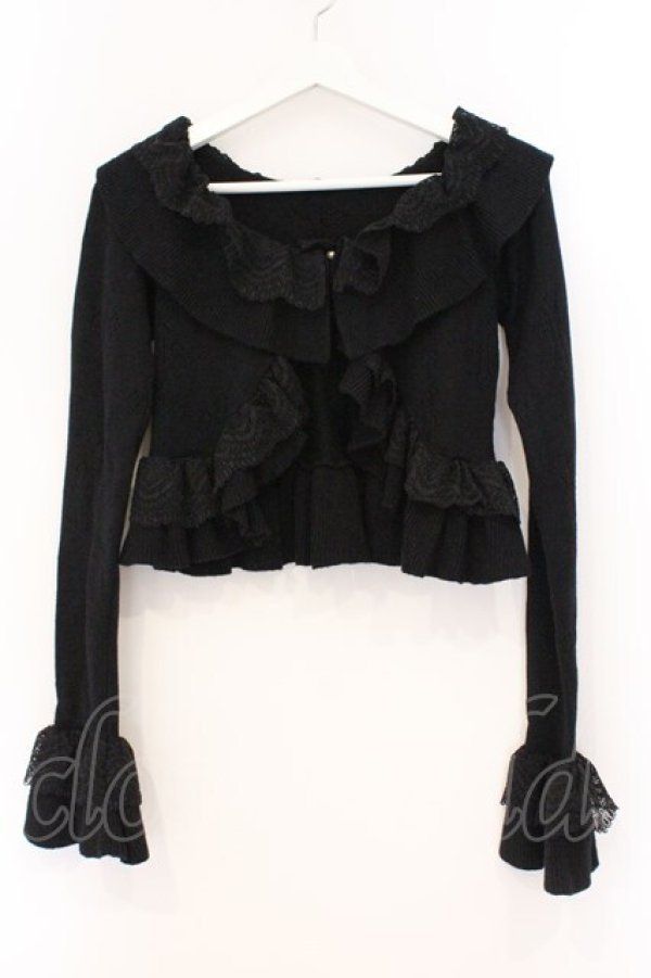 画像1: Chalmiere / クロス透かし編みニットカーデ M クロ O-26-03-21-089-0-TO-OW-OS (1)