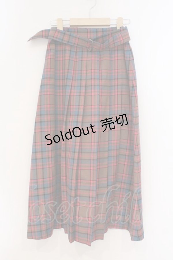 画像1: MILK / TEDDY CHECK ロングスカート  ピンク×ブラウン O-26-03-21-091-ML-SK-OW-OS (1)