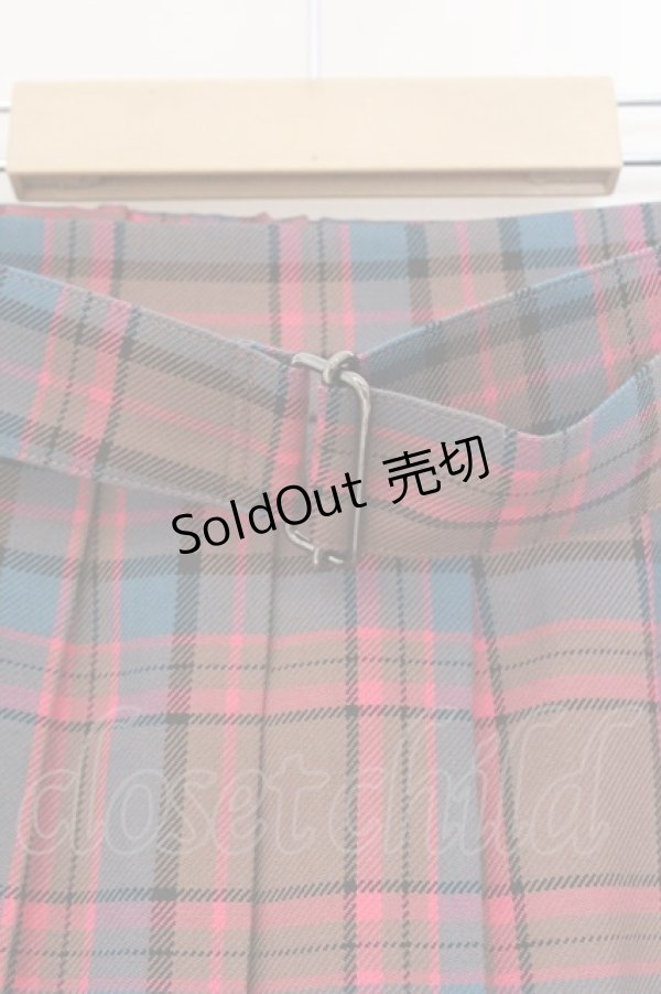 画像2: MILK / TEDDY CHECK ロングスカート  ピンク×ブラウン O-26-03-21-091-ML-SK-OW-OS (2)