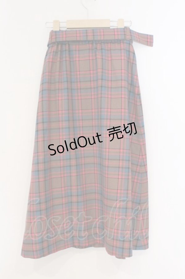画像3: MILK / TEDDY CHECK ロングスカート  ピンク×ブラウン O-26-03-21-091-ML-SK-OW-OS (3)