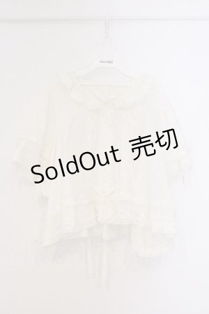 画像: PINK HOUSE / ローンフリルはしごリボン半袖ブラウス【お直しあり】  シロ O-26-03-21-009-LO-BL-IG-OS