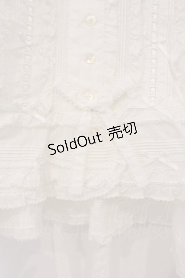 画像3: PINK HOUSE / ローンフリルはしごリボン半袖ブラウス【お直しあり】  シロ O-26-03-21-009-LO-BL-IG-OS (3)