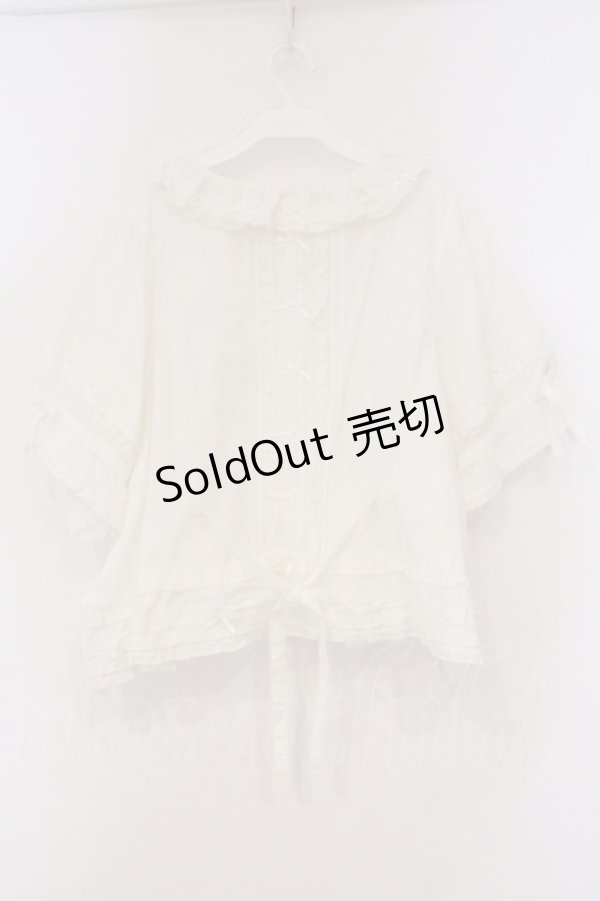 画像5: PINK HOUSE / ローンフリルはしごリボン半袖ブラウス【お直しあり】  シロ O-26-03-21-009-LO-BL-IG-OS (5)