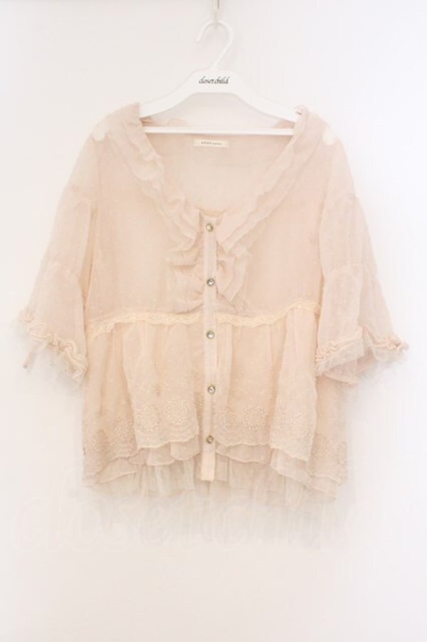 画像1: axes femme / ラメドットドビーブラウス M ピンク O-26-03-21-010-AX-BL-OW-OS (1)