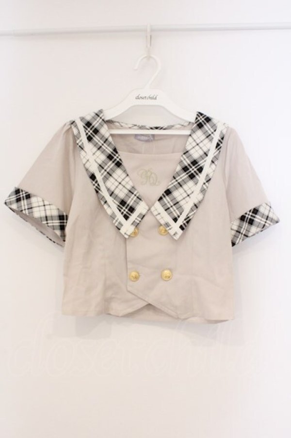 画像1: axes femme POETIQUE / ダブルボタンセーラーブラウス M 生成り O-26-03-21-011-AX-BL-IG-OS (1)