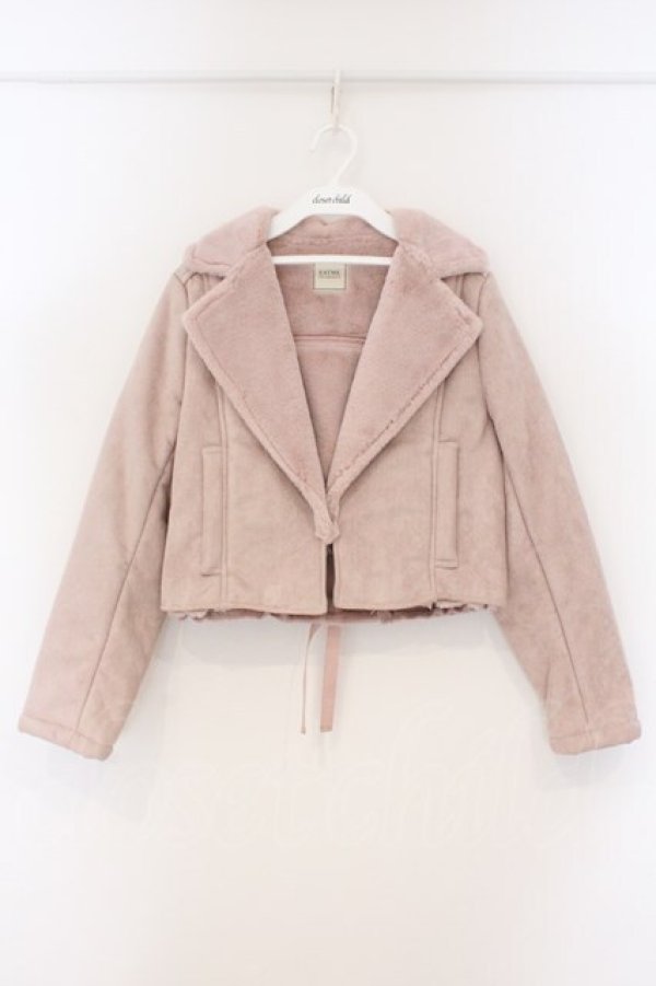 画像1: EAT ME / BACKレースアップフェイクムートンジャケット  ピンク O-26-03-21-126-LO-JA-IG-OS (1)