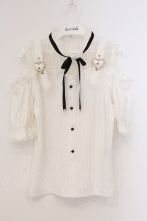 画像: Rojita / ハートバックルレース切替テレコトップス  シロ O-26-03-21-012-LO-TO-IG-OS