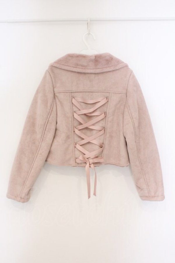 画像3: EAT ME / BACKレースアップフェイクムートンジャケット  ピンク O-26-03-21-126-LO-JA-IG-OS (3)