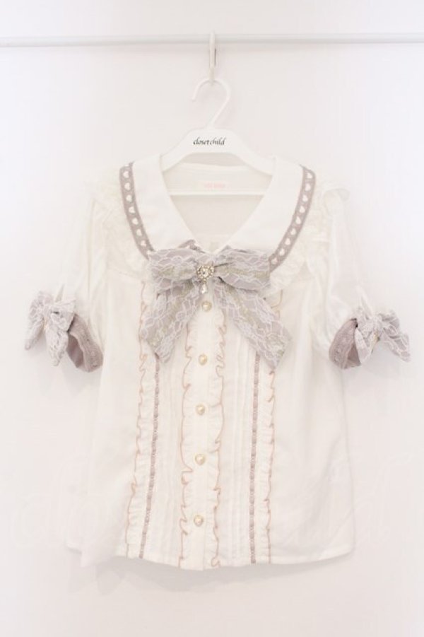 画像1: LIZ LISA / ハートレース襟ブラウス  シロ O-26-03-21-129-LO-BL-IG-OS (1)